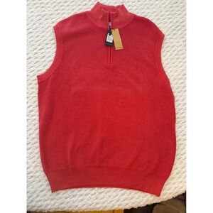 F/X Fusion Mens Red Sandwash Collection Quarter Zip Sweater Vest Size M NWT